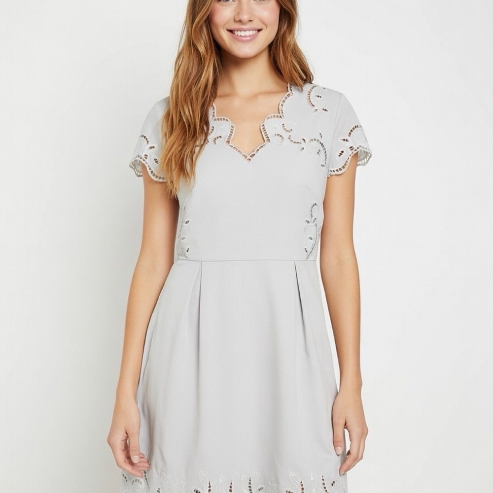 Ted Baker London Saloane Embroidered Skater Dress Mint color